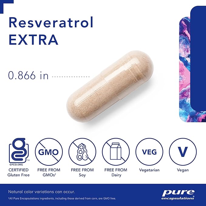 Pure Encapsulations Resveratrol EXTRA - 100 mg Trans-Resveratrol - For Healthy Cellular & Cardiovascular Function* - Antioxidants Supplement - Non-GMO & Gluten Free - 120 Capsules