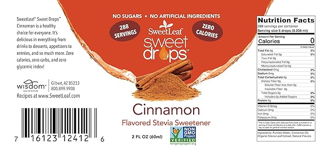 Sweetleaf Stevia Clear Liquid Cinnamon 2 Fl oz