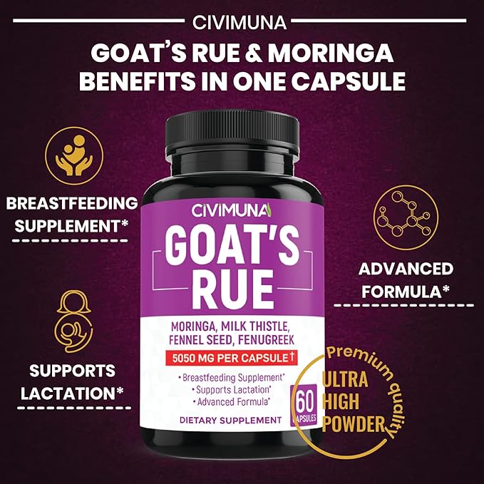 (2 Packs) Goat’s Rue Capsules 5050mg - Goat’s Rue, Moringa, Milk Thistle - 4 Months Supply