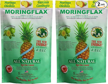 Moringflax Bag Formula 100 Natural Canadian Flax Seed with Garcinia Cambogia and Moringa Oleifera Bag, Tan, 16 Ounce - 2 Pack