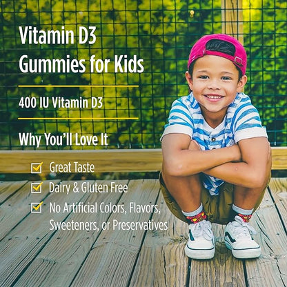 Nordic Naturals Vitamin D3 Gummies Kids, Wild Watermelon Splash - 120 Gummies - 400 IU Vitamin D3 - Bone Health, Healthy Immunity - Non-GMO, Vegetarian - 120 Servings