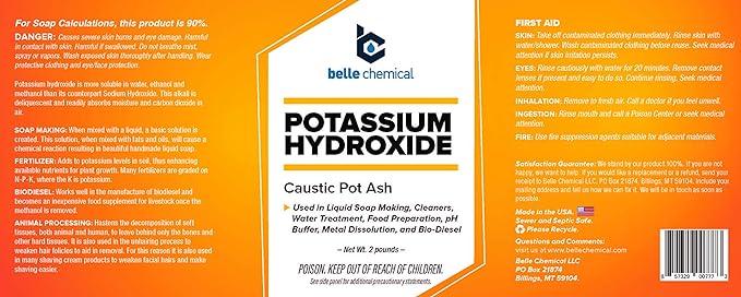 Potassium Hydroxide (Food Grade) FCC/USP 90% (20 Pounds)