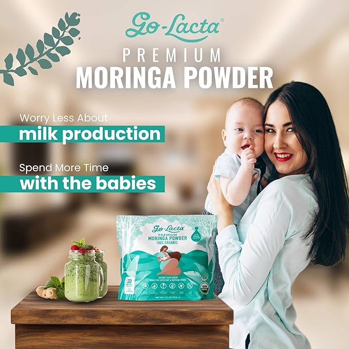 Go-Lacta® Super Moringa Powder: Boost Breast Milk Naturally! 30 3g Packets of Pure Organic Moringa - Perfect for Moms, 100% Vegan