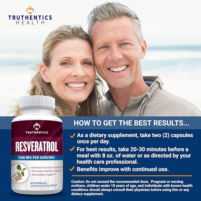 Resveratrol Supplement 1200mg - Japanese Knotweed Resveratrol Capsules - High Potency Trans Resveratrol Nutritional Supplements for Healthy Aging & Immune Health - 60 Vegan Capsules