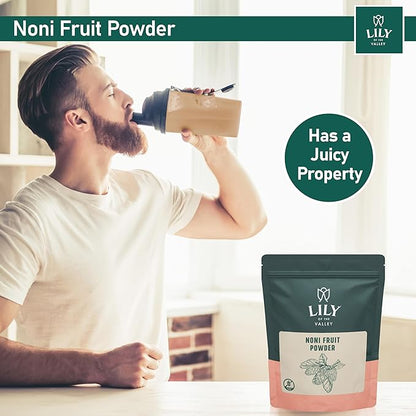 Lily of the Valley Noni Fruit Powder - Morinda Citrifolia - Superfood Indian Mulberry - Great for Smoothies and Recipes - Vegan & Gluten-Free - Resealable Pouch (8oz, 226g)- Package May Vary