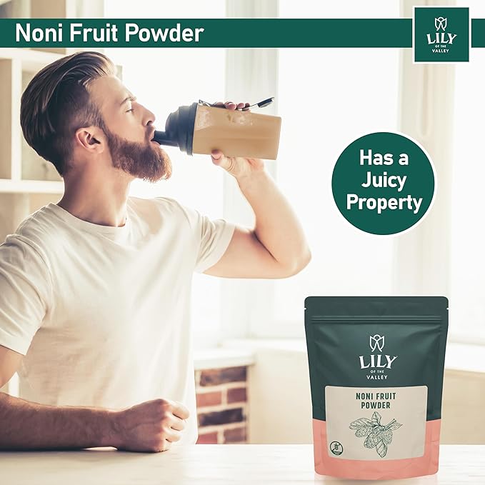 Lily of the Valley Noni Fruit Powder - Morinda Citrifolia - Superfood Indian Mulberry - Cheese Fruit - Great for Smoothies and Recipes - Vegan & Gluten-Free - (16oz, 453g)- Package May Vary