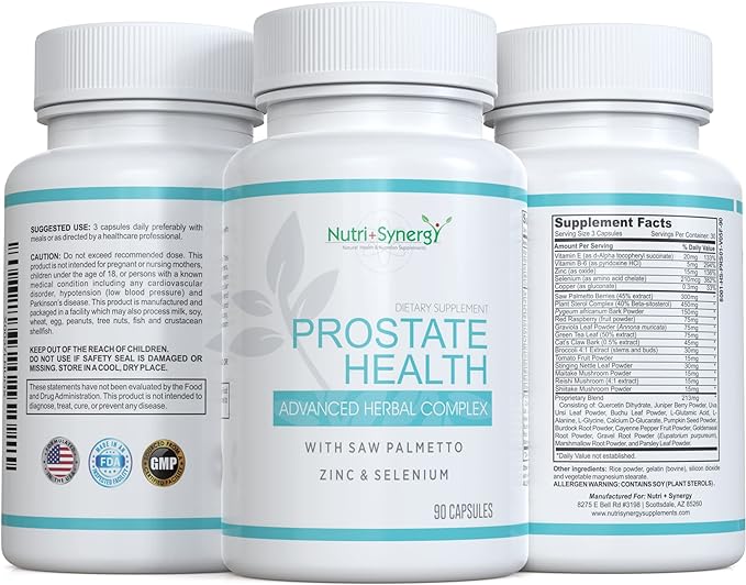 Prostate Health - Saw Palmetto, Zinc, Vitamins B6 & E, Selenium, 33-Ingredient Formula for Prostate Support! 90 Capsules