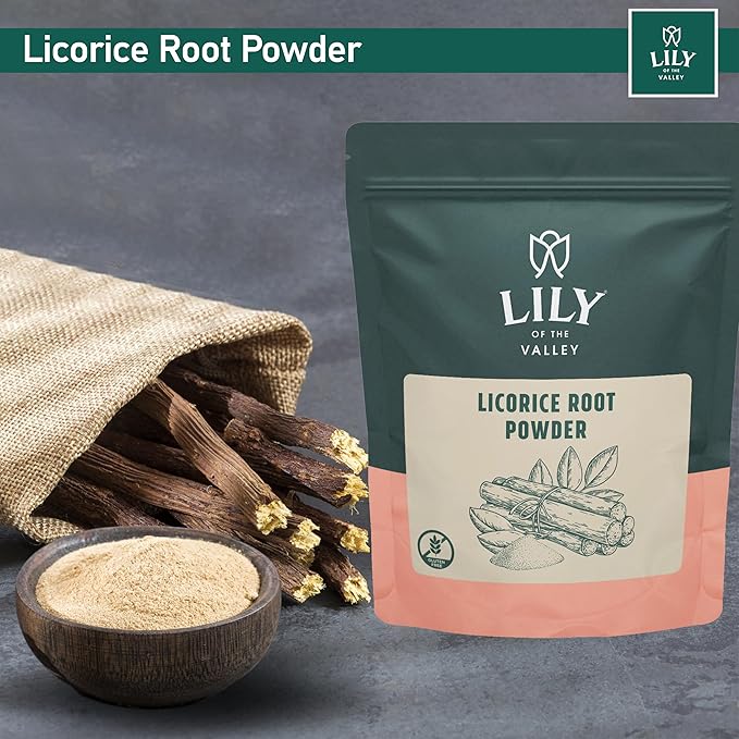 LILY OF THE VALLEY Licorice/Liquorice Root Powder - Ground Mulethi Sourced from India - Glycyrrhiza Glabra - Natural Sweetener - Vegan & Gluten-Free - Packed in Resealable Pouch (8oz, 226g)