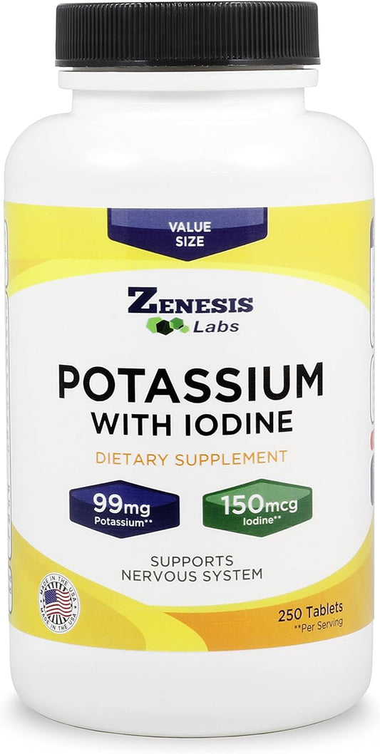 Potassium Gluconate 99mg + 150mcg Iodine from Kelp Bulk (250 Tablets/Bottle)