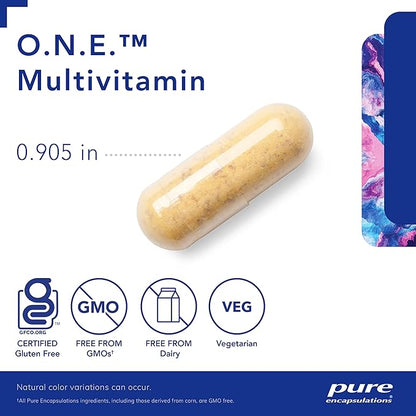 Pure Encapsulations O.N.E. Multivitamin - Once Daily Multivitamin with Antioxidant Complex Metafolin, CoQ10, and Lutein to Support Vision, Cognitive Function, and Cellular Health* - 120 Capsules