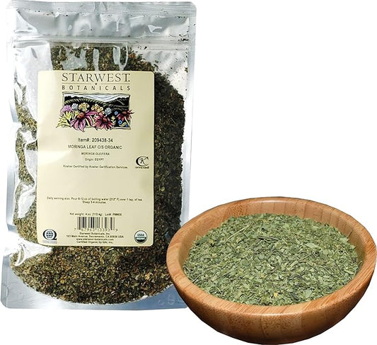 Starwest Botanicals Certified Organic Moringa Oleifera Leaf | Great for Drinks, Teas & Smoothies, 4 Ounce