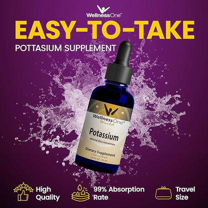 Ionic Potassium Supplement - Potassium Chloride Drops for Fast Absorption - Boost Immune System & Muscle Function - USA Tested, Vegan, Non-GMO, Gluten Free, Unflavored, 1.67 fl oz