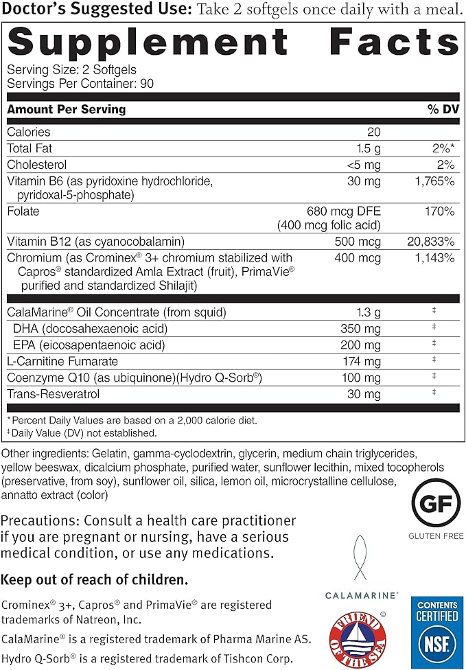 Dr. Sinatra Omega Q Plus 100 Resveratrol – Omega-3 Supplement Supports Heart Health and Provides Antioxidant Power with 100mg of CoQ10 and Resveratrol (180 softgels)