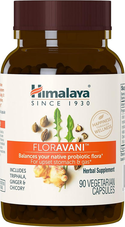 Himalaya FlorAvani, Balances Your Probiotic Flora, for Digestion, Gas, Nausea & Heartburn Relief, 271 mg, 90 Capsules, 1 Month Supply