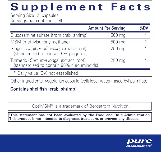 Pure Encapsulations Glucosamine MSM | Supplement for Joint Support, Mobility, Comfort, Cartilage Health, and Connective Tissue* | 360 Capsules