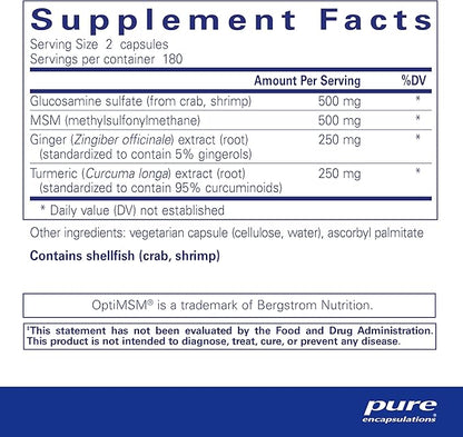 Pure Encapsulations Glucosamine MSM | Supplement for Joint Support, Mobility, Comfort, Cartilage Health, and Connective Tissue* | 360 Capsules