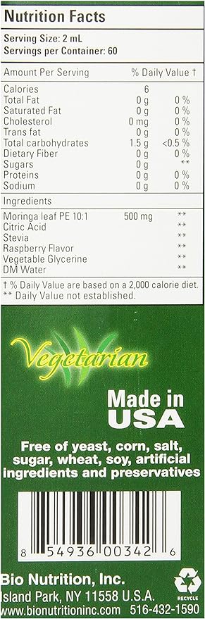 Bio Nutrition Moringa Liquid, 4 Fluid Ounce