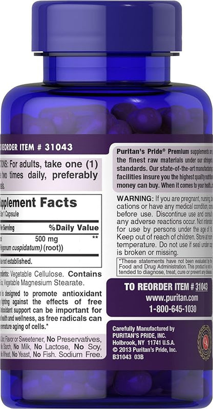 Puritan's Pride Resveratrol 500 mg-60 Capsules