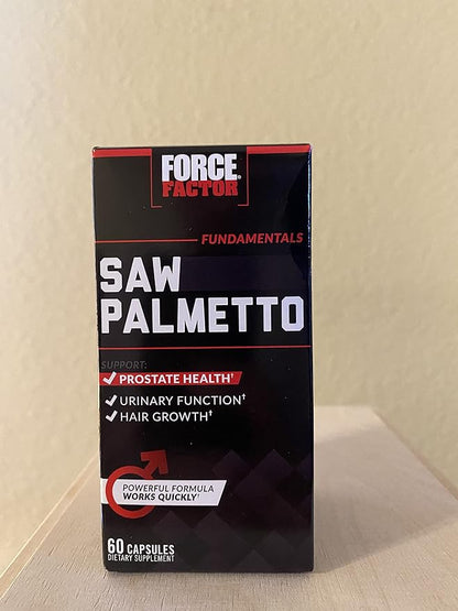 Force Factor Saw Palmetto for Men, Saw Palmetto Extract for Prostate Health, Urinary Function, & Hair Growth, Fast-Acting Formula with BioPerine for Superior Absorption, 60 Capsules