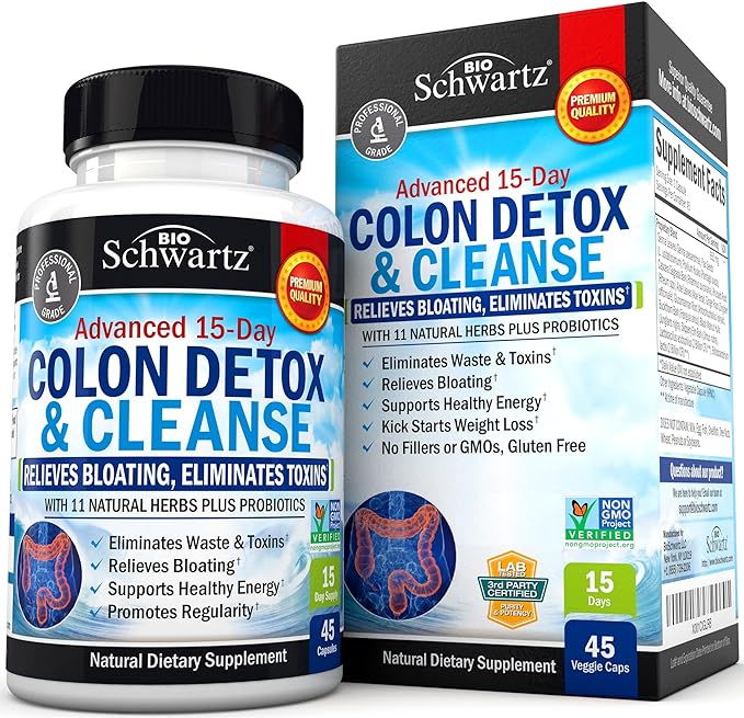 Colon Cleanser and Detox for Weight Loss & Digestive Support - 15 Day Fast-Acting Extra Strength Cleanse with Probiotic Fiber Plus Noni for Constipation Relief & Bloating Support, Non-GMO, 45 Count