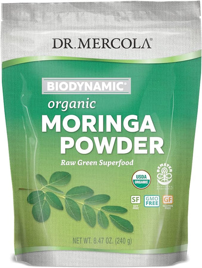 Dr. Mercola, Organic Biodynamic Moringa Powder, 8.46 oz. (240 g), 120 Servings, Non GMO, Soy Free, Gluten Free, USDA Organic