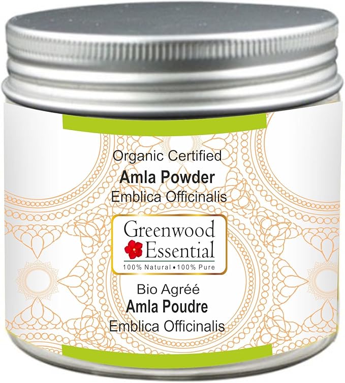 Pure Amla Powder (Indian Gooseberry) Emblica Officinalis Organic Certified 100% Natural Therapeutic Grade 100gm (3.5 oz)