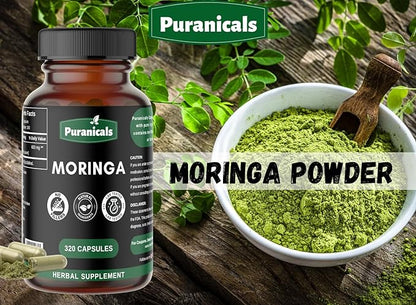 Moringa Premium 320 Capsules Boosts Immunity | Non GMO and Gluten Free | Herbal Supplement | 600 mg Per Serving | Made with Herb Moringa Leaf Powder