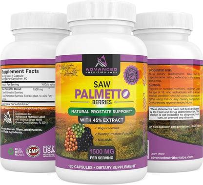 Saw Palmetto, 1500 mg, 120 Capsules, Plus Extract for Women and Men