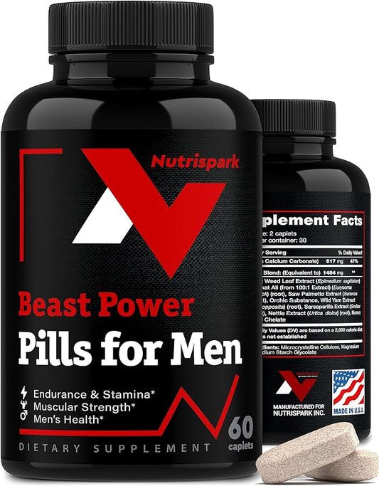 Daily Nutritional Supplement for Men with Horny Goat Weed, Tongcat Ali and Saw Palmetto - 60 Caplets