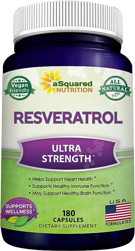 100% Natural Resveratrol - 1000mg Per Serving Max Strength (180 Capsules) Antioxidant Supplement, Trans-Resveratrol Pills for Heart Health & Pure, Trans Resveratrol & Polyphenols