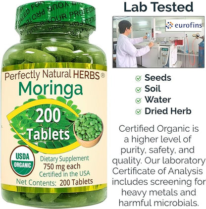 Organic Moringa Tablets 200 Count