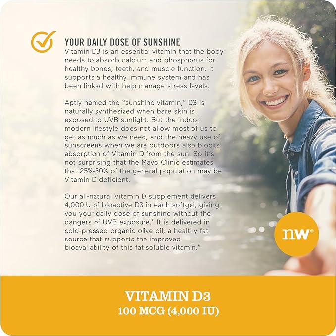 NatureWise Vitamin D3 4000iu (100 mcg) Healthy Muscle Function, and Immune Support, Non-GMO, Gluten Free in Cold-Pressed Olive Oil, Packaging Vary (Mini Softgel), 200 Count