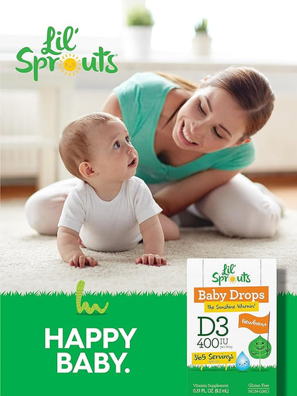 Carlyle Baby Vitamin D3 400 IU Liquid Drops .31oz (9.2 mL) 1 Year Supply (365 Servings) Vegetarian, Non-GMO, and Gluten Free by Lil' Sprouts