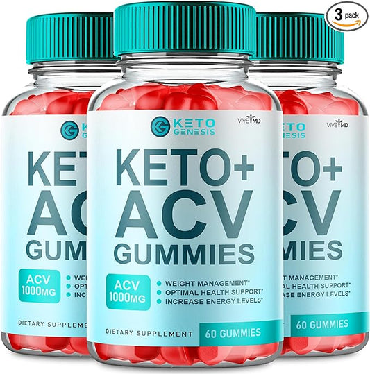 Keto Genesis Supplement - Official Formula - Genesis Keto ACV Gummies, Keto Genesis Gummies, Extra Strength with Apple Cider Vinegar Vitamin B6 - Genesis Keto ACV Gummies 1000 mg Reviews (3 Pack)