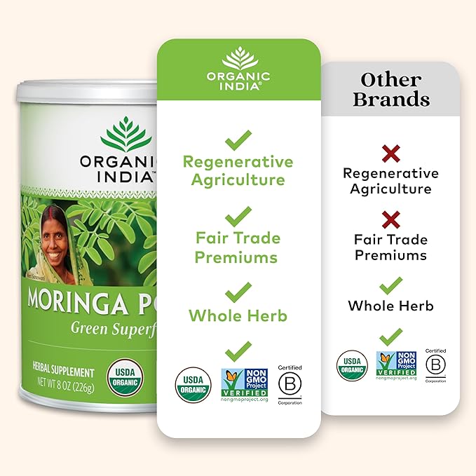 ORGANIC INDIA Moringa Supplement Powder, 8 Oz