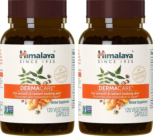 Himalaya DermaCare, Mild Acne Relief for Clear, Smooth & Radiant Looking Skin, 560 mg, 120 Capsules, 2 Month Supply, 2 Pack