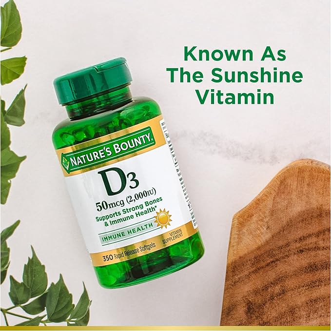 Nature's Bounty Vitamin D, Immune Support, Vitamin Supplement, 2000 IU, 50 mcg, Softgels, 350 Ct