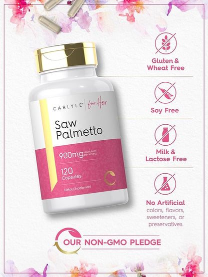 Carlyle Saw Palmetto for Women 900mg | 120 Capsules | Full Spectrum Complex | Non-GMO, Gluten Free Supplement | for Her