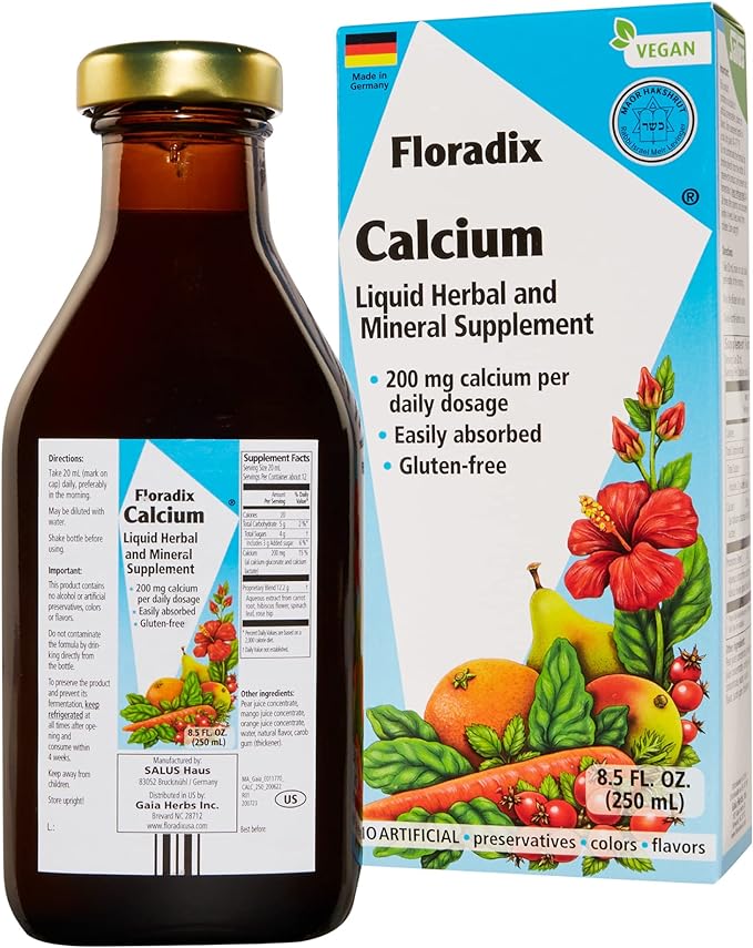 Floradix, Calcium Vegan Liquid Supplement for Bone and Muscle Support