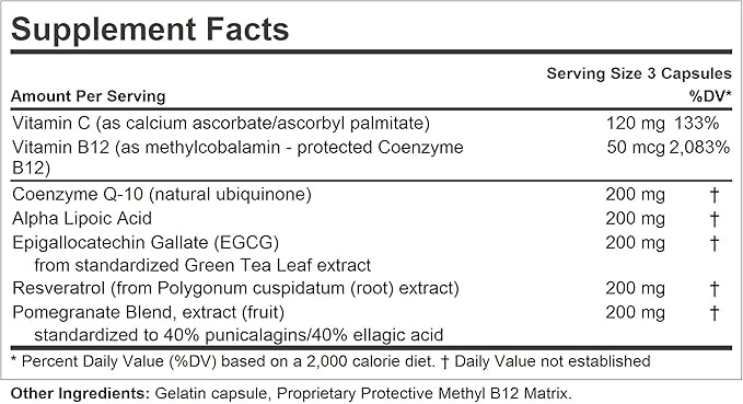 ANDREW LESSMAN Andrew's Five Favorites 500 Capsules – Provides 200mg Each of Coenzyme Q-10, Resveratrol, EGCG, Pomegranate and Alpha Lipoic Acid, Powerful Anti-Oxidant Support, No Additives