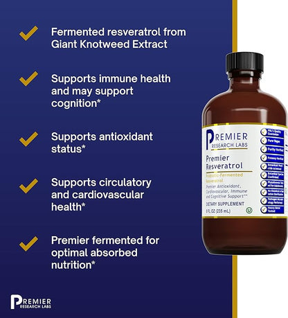 Premier Research Labs Resveratrol - Antioxidants Supplement - for Immune Support, Heart Health, Blood Flow & More - from Giant Knotweed - 8 Fl oz