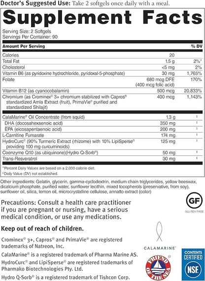 Dr. Sinatra Omega Q Plus Resveratrol and Turmeric - Omega-3 Supplement with CoQ10 Support for Healthy Blood Flow and Healthy Inflammatory Response (90 Day Supply)