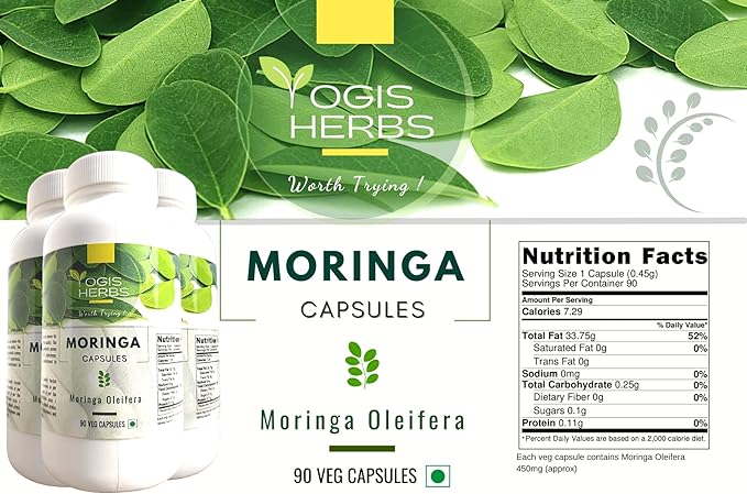 Nature's Superfood Moringa Capsule (Moringa Oleifera) - 90 Veg Capsules (from Tamil Nadu, India)