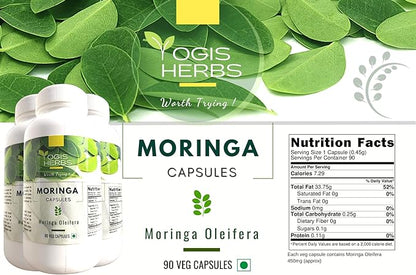 Nature's Superfood Moringa Capsule (Moringa Oleifera) - 90 Veg Capsules (from Tamil Nadu, India)