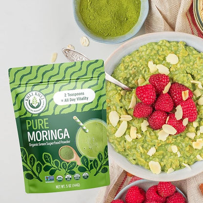 Kuli Kuli Moringa Oleifera Organic Leaf Powder & Green Smoothie, 100% Pure USDA Certified & Non-GMO Moringa Powder, Great with Smoothies, Tea, and Food - Single Pack, 5 oz.