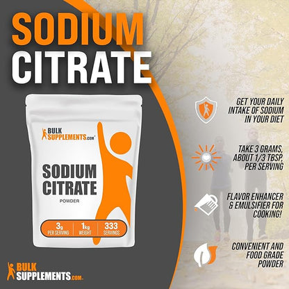 BulkSupplements.com Sodium Citrate Powder - Powder for Cooking - Food Thickener - Sodium Citrate for Cooking (1 Kilogram - 2.2 lbs)