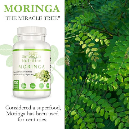 Organic Moringa Powder Capsules - Vegan Non GMO Oleifera Leaf Extract