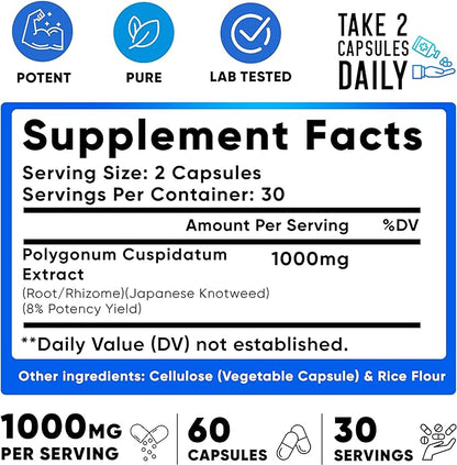 We Like Vitamins Resveratrol 1000mg per Serving - 60 Easy to Swallow Veggie Capsules - Natural Resveratrol Supplement 1000mg - Antioxidant Supplement Helps Support Anti-Aging and Immune System