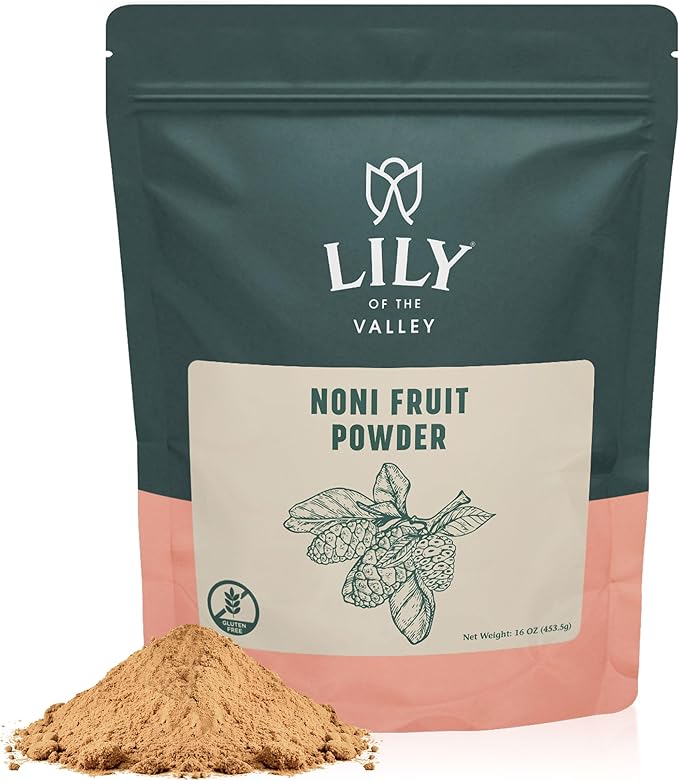 Lily of the Valley Noni Fruit Powder - Morinda Citrifolia - Superfood Indian Mulberry - Cheese Fruit - Great for Smoothies and Recipes - Vegan & Gluten-Free - (16oz, 453g)- Package May Vary