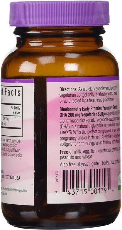 BlueBonnet Early Promise Prenatal Gentle DHA 200 mg Vegetable Capsules, 60 Count ('743715001794)